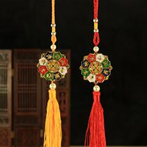 Tibetan gold-plated painted combination eight auspicious car hangings car pendant hangings double-sided car decorations to ensure safety