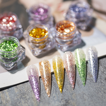 Nail jewelry 6-color set 2021 new bright platinum powder nail bursting sequins gradient color flash powder