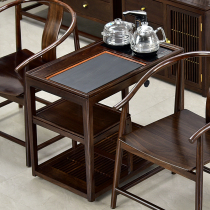 Black sandalwood removable tea cart Tea table Full solid wood Wu Jinshi household balcony small tea table New Chinese sofa side cabinet