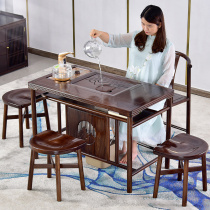 Boyuan Wujin wood tea table Tea table Household solid wood tea Kung Fu tea set New Chinese Mahogany one-piece small apartment