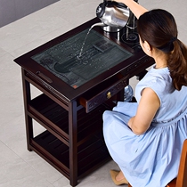 Solid wood mobile tea table Tea car Household small household tea table Wheeled tea cart New Chinese style simple modern tea tray