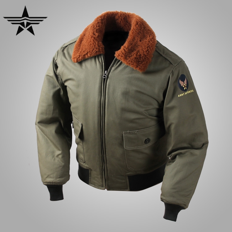 US Air Force flight jacket wool collar thickened replica short jacket World War II click men's winter short B10