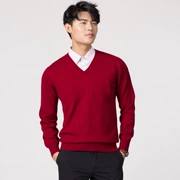 Áo len mùa thu và mùa đông nam cổ chữ V dày áo len rộng áo len cashmere cổ tròn áo len dài tay