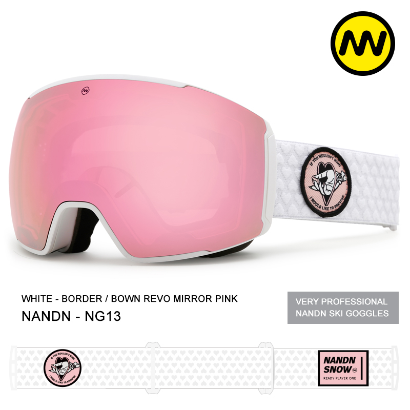 NANDN ski goggles double anti-fog men's and women's large spherical ski goggles equipped with single and double board goggles card myopia