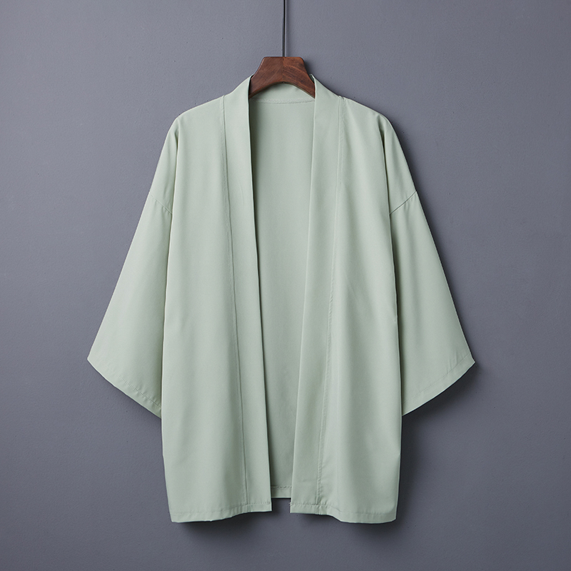 Chinese Style Ukiyo-E Solid Color Feathered Cardigan Japanese Kimono Versatile Korean Version Jk Outerwear Unisex Student Sun Protection Clothing