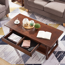 American solid wood coffee table Modern simple small table Nordic living room small apartment Multi-functional tea table Square natural