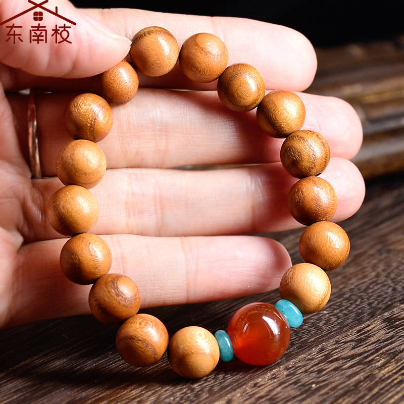 Pure peach wood bracelets men's and women's Buddha beads hand lotus lotus baby carry 108 natural log accessories
