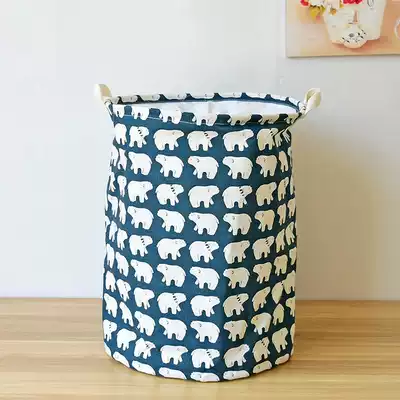 Cotton and linen waterproof storage bucket with lid clothing finishing storage bucket floor toy basket sundry snack basket