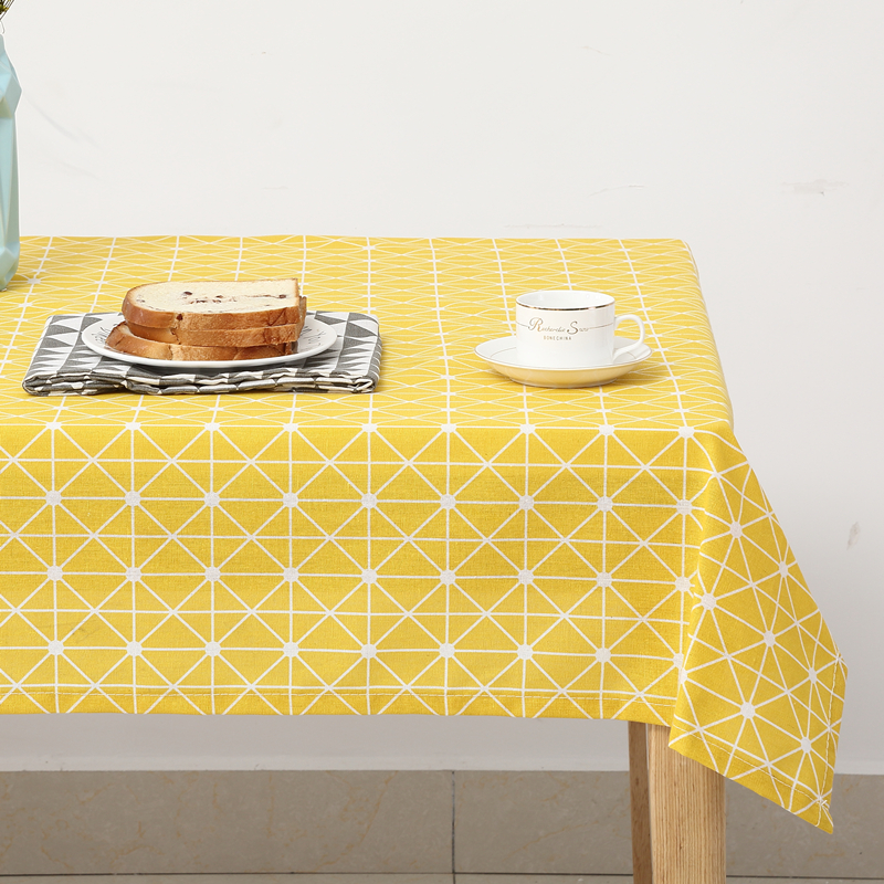 Grid Table Cloth Art Cotton Linen Small Fresh Fields Garden Modern Nordic Art Table Waterproof Rectangular Tea Table Geb