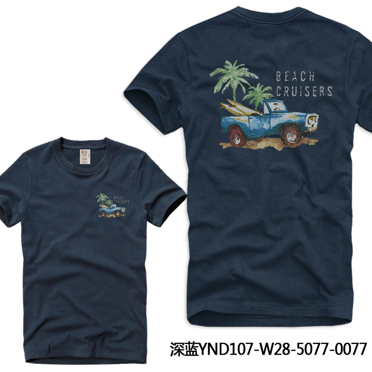Áo dài 2019 af cổ tròn in cotton Quần lửng nam size lớn nửa tay áo xu hướng nam ngắn tay - Áo phông dài áo phông dài