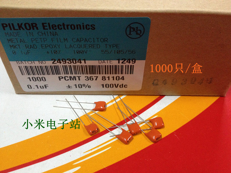 (1K Box) Original 104K 100V 100nf 0 1uf CBB Capacitor Philips PILKOR
