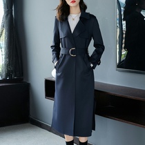 FYOG autumn and winter new womens 2021 with belt waist waist temperament ol solid color medium long windbreaker coat