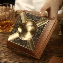 Stainless steel Creative upscale solid wood Carved Metal Cigar Ashtray Chinese Style Home Retro Personality Smoke Extinguishing