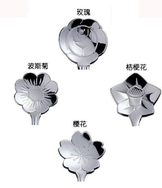 Trứng tart phong cách Nhật Bản kim loại thép không gỉ hoa khuấy cà phê trà chiều dưới muỗng hoa anh đào hoa hồng lisianthus - Cà phê