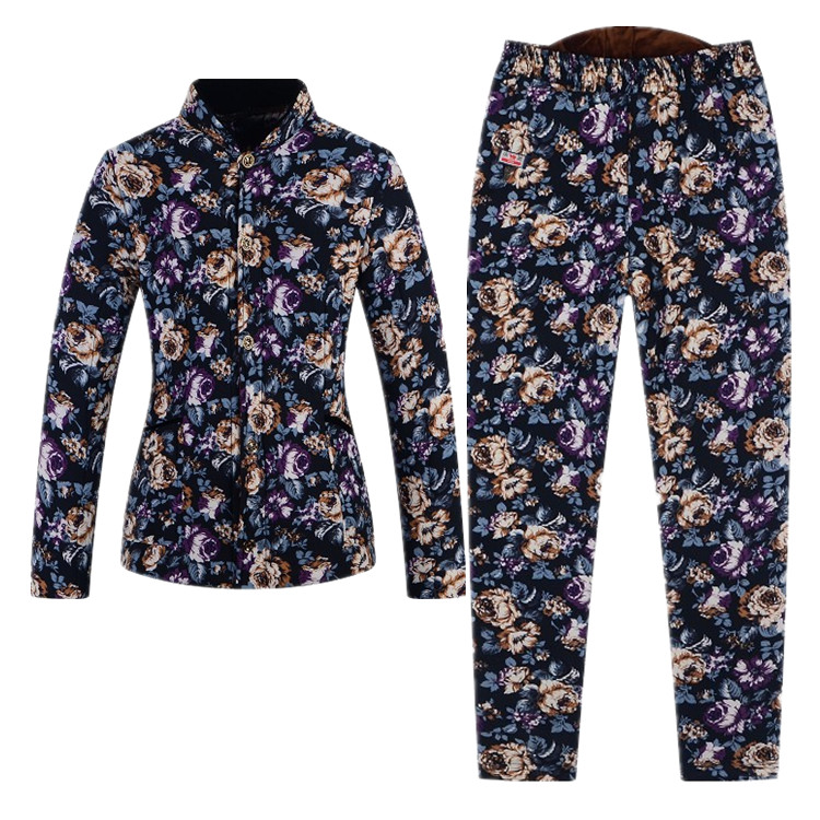 Phụ nữ trung niên áo bông lạc đà bông độn ba lớp dày áo khoác cotton phù hợp với người già 2 mảnh đặt mẹ áo khoác trung niên