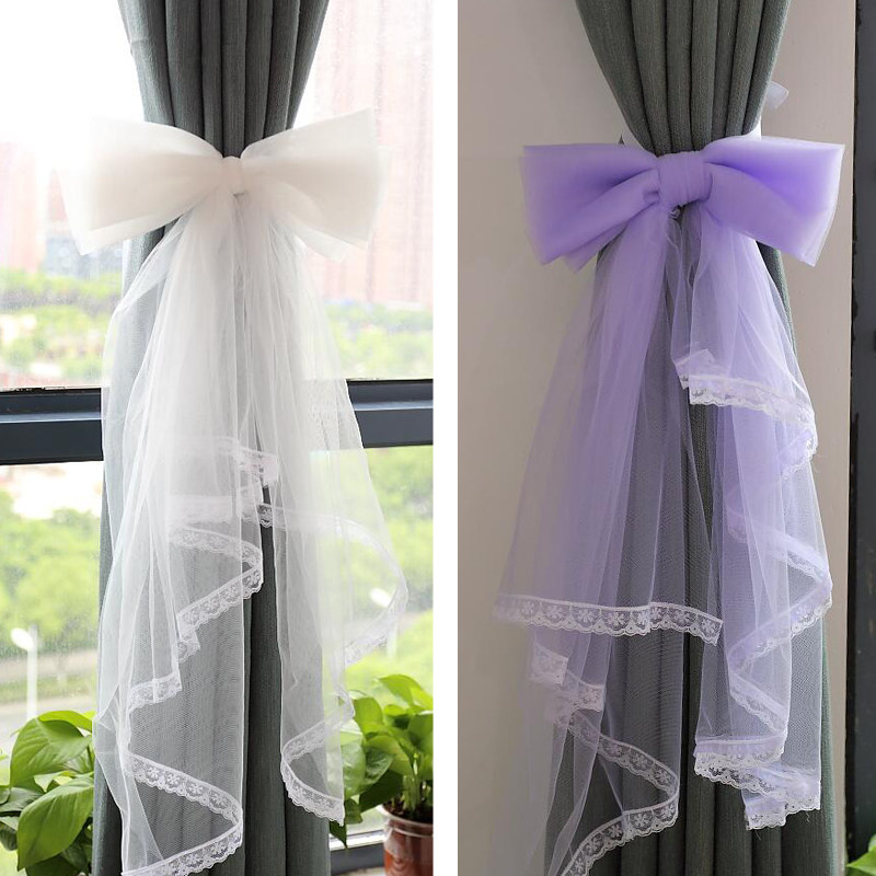 Scandinavian Gauze Drapery Drapery Buckle Lace Bow Lightweight Pair Bandage Strap Tie Rope Lace Flower