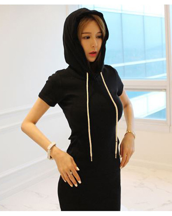 2019 Hàn Quốc mũ trùm đầu thon gọn váy thể thao giản dị túi hip dài váy sinh viên nữ dễ thương xuân hè - Trang phục thể thao đồ bộ the thao nữ quần ngắn