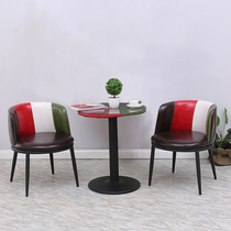 Nordic style household balcony small round table negotiation reception negotiation table and chair combination coffee milk tea shop leisure dining table and chair