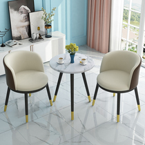 Light luxury balcony small table and chair tea table and chair combination modern minimalist creative leather balcony leisure table and chair three-piece set
