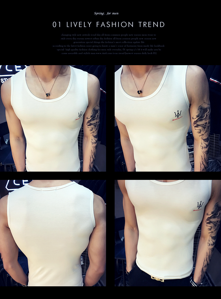 Mùa hè Slim Men Vest nam Quần thể thao Thể hình đáy quần In áo thun tay áo mồ hôi áo không tay nam