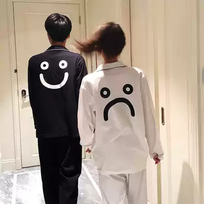 Special clearance couple pajamas super cute and funny pure cotton long-sleeved men and women student home clothes set spring and autumn