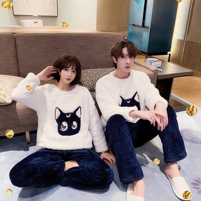 Cute Thickened Pyjamas Women's Winter Coral Suede Gush 2020 New Warm Net Red family clothes can be worn outside