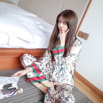  Ice silk pajamas womens spring and autumn and summer long-sleeved net red new sexy velvet Korean version of home service suit winter explosion men