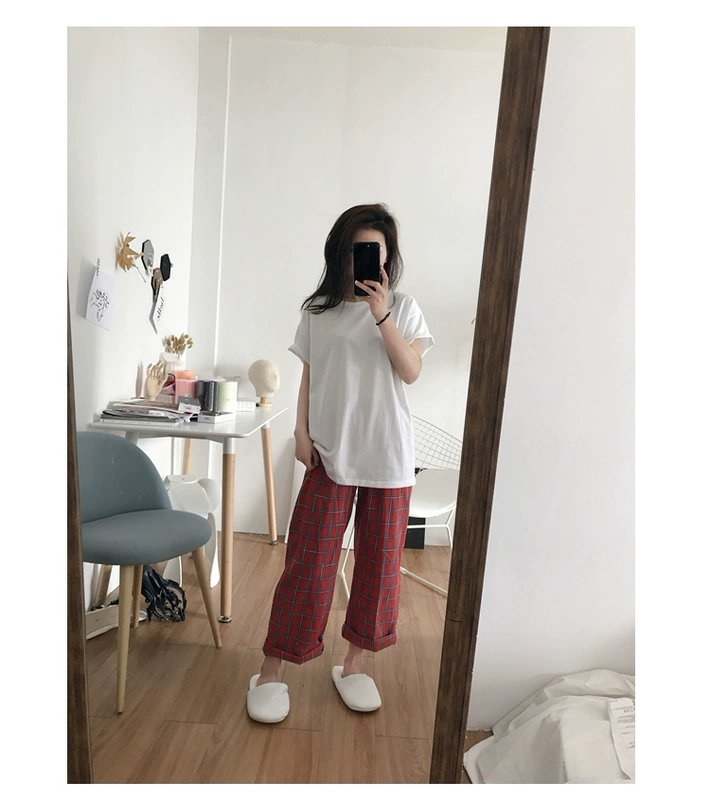 Cặp đôi đồ ngủ kẻ sọc dài tay nam và nữ mùa hè Mùa thu giản dị Nhật Bản Cotton tươi Chất béo mm Dịch vụ tại nhà đồ bộ thể thao nam