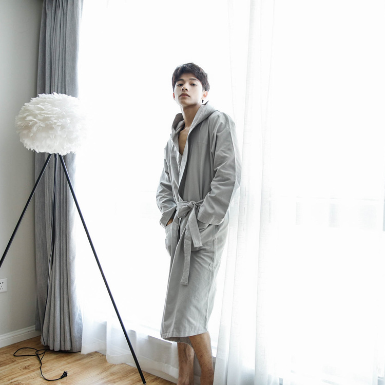 Áo choàng trùm đầu nhanh khô đôi nữ mùa xuân và mùa thu và mùa đông dài phần cotton áo choàng nam bốn mùa chất liệu khăn thấm nước phiên bản Hàn Quốc quần áo ngủ nữ mùa hè