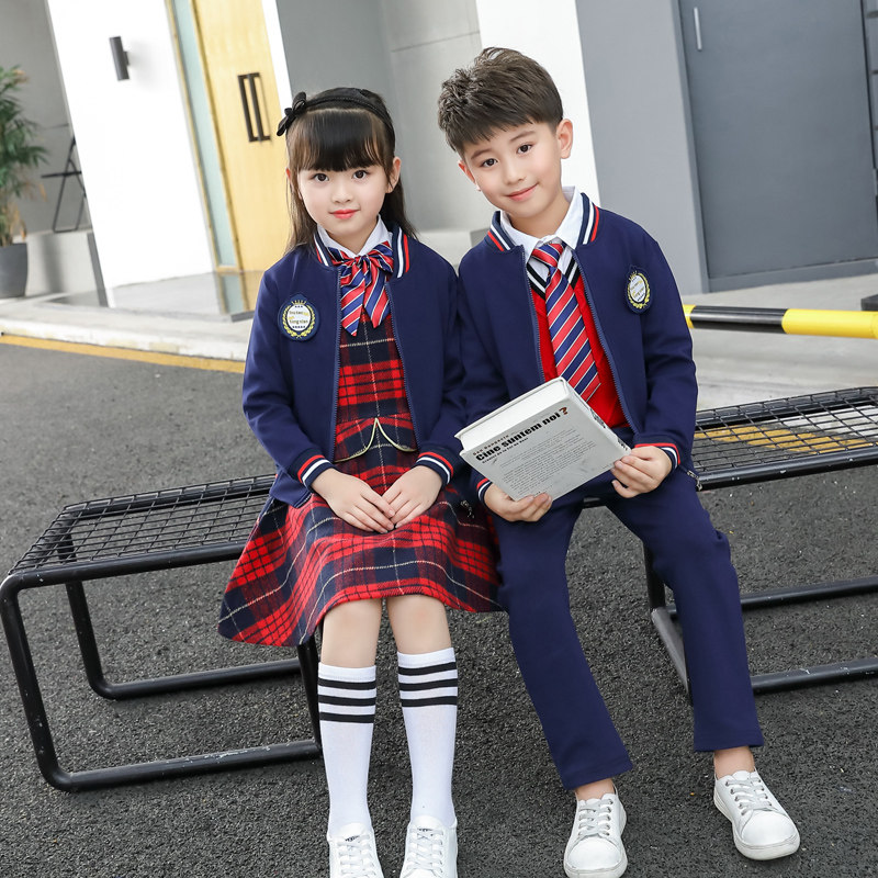 Primary school uniform Spring and Autumn Kindergarten Kindergarten College FengThree-piece Children's Long-sleeved Show Clothes