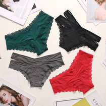 Womens underwear ice silk low waist lace sexy temptation hot Japanese summer breathable girl briefs head