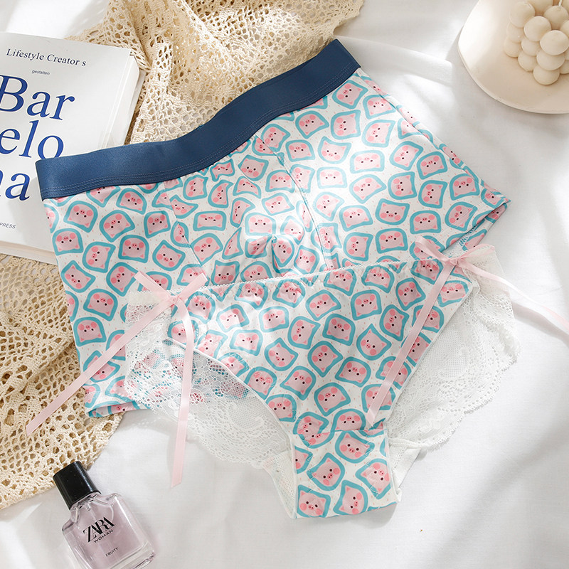 2 sets of couple underwear sexy cute cartoon one male and one female couple models lace light luxury pure desire underwear set