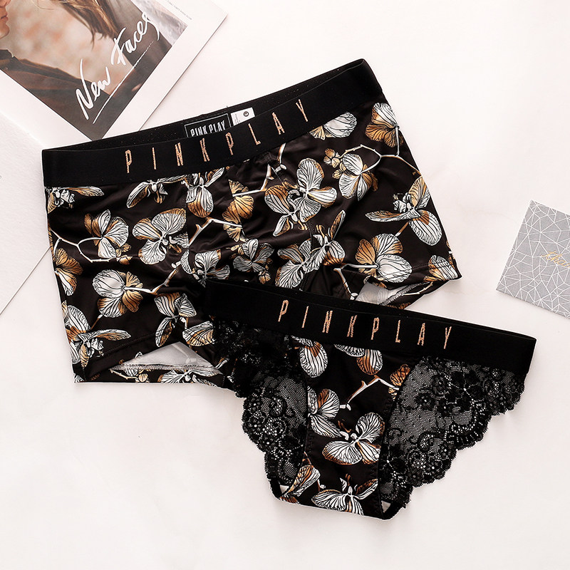 2 Dress Lovers Pants Pair of Sexy Seductive Men And Women Cute Lingerie Lace Passion Pure Cotton Crotch Suit