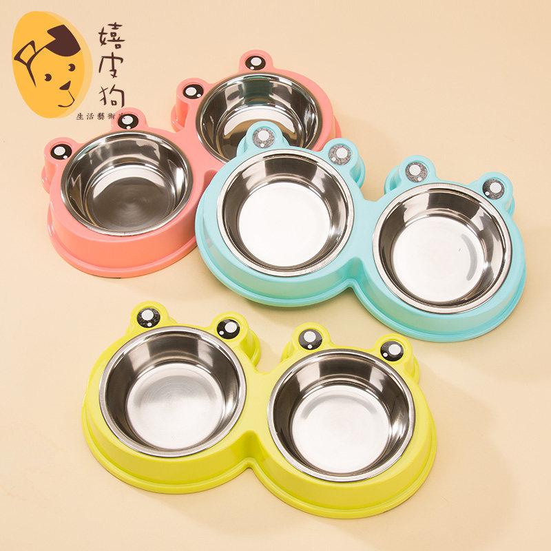 Dog bowls dog pooch Dogs double bowls small and medium dogs anti-overturning water bowls Rice Bowls of cat Cat Bowls Cat Food Basin Pet Supplies