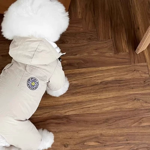 Утолщенная одежда для щенков, Тедди Бишон Шнауцер, осенне-зимнее хлопковое пальто с капюшоном для маленьких собак, четвероногие тяговые пальто