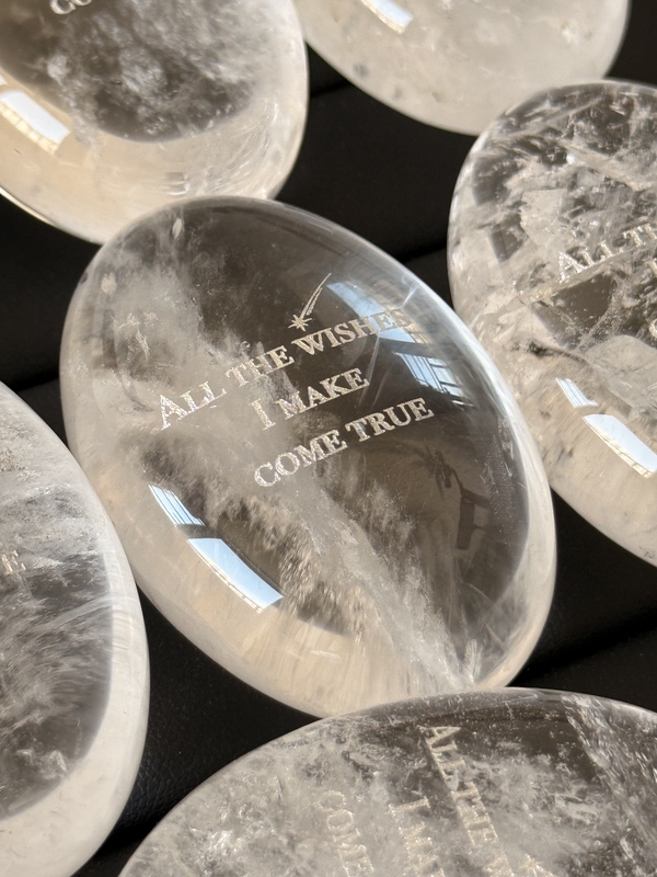Original Design White Crystal Large Soapstone Natural Crystal Meditation Stone Affirmations: Whatever You Wish Will Come True