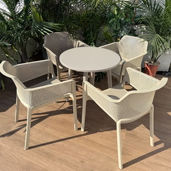 Popular Outdoor Courtyard Table and Chair Combination Outdoor Balcony Leisure Area Garden Plastic Milk Tea Shop Sunscreen Waterproof