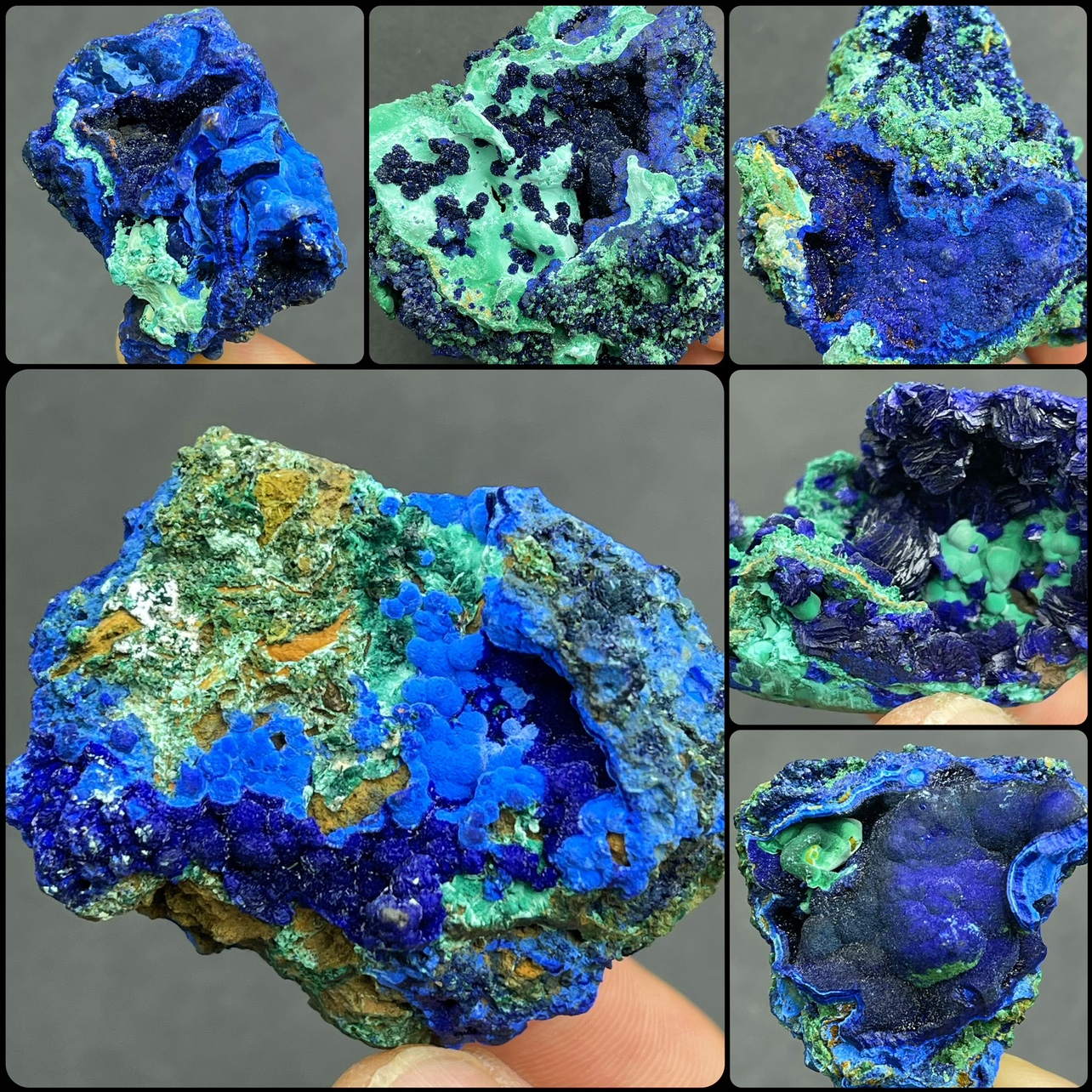 アズライト原石天然鉱石鉱物クリスタルグリーンマラカイト共生教材石ブルー地質標本装飾品