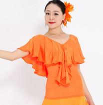 National standard dance suit trumpet short sleeve Latin dance top female adult new summer friendship modern dance coat ruffle