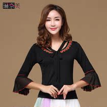 Lin Naimei square dance costume 2018 new spring and summer top Modal adult dance dance costume middle sleeve woman