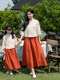 Neue Mutter-Tochter-Kleidung im chinesischen Stil im nationalen Stil, dreiköpfige Familie, Mutter-Kind-Kleidung, Hanfu, Performance-Kleidung zum Mittherbstfest, neuer Tang-Anzug für den Sommer