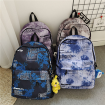 Vintage port Wind Ze-dye Newspapers Double shoulder bag for men and women High junior high school students universal satchel light travel backpack