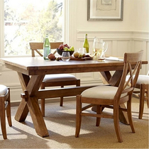 All solid wood dining table and chair combination household small apartment modern simple log commercial Restaurant rectangular Nordic dining table