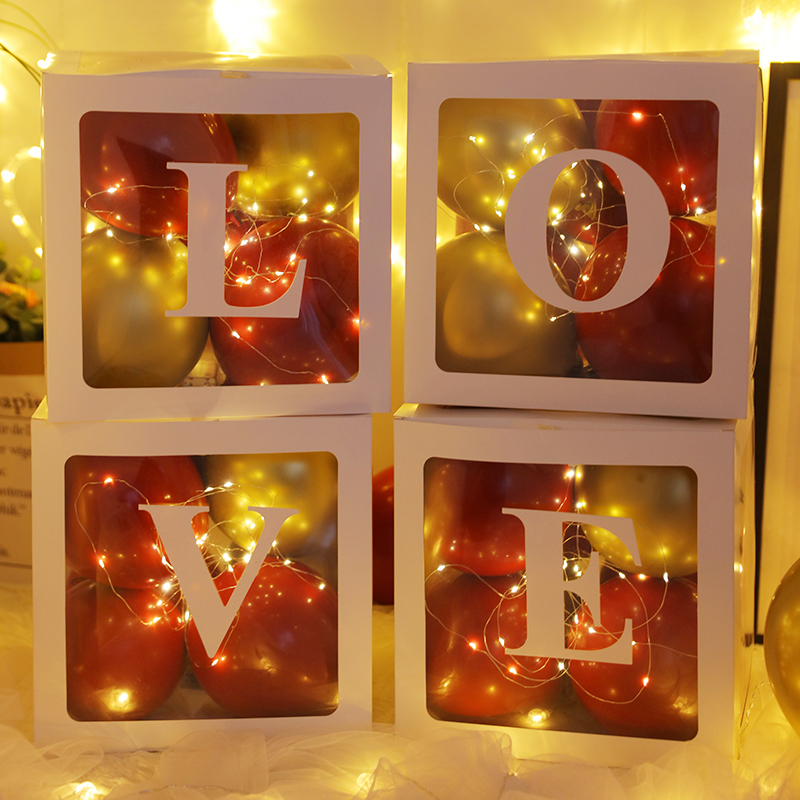 Marriage Balloon Decoration Net Red Box Proposal White props romantic wedding room marriage proposition dress suit