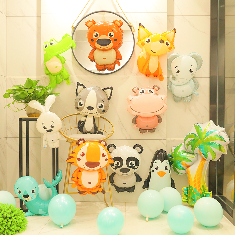 Children's birthday decorations Baby Birthday Cartoon Animal Themed Balloon Placement Animal Styling Aluminum Foil Balloons