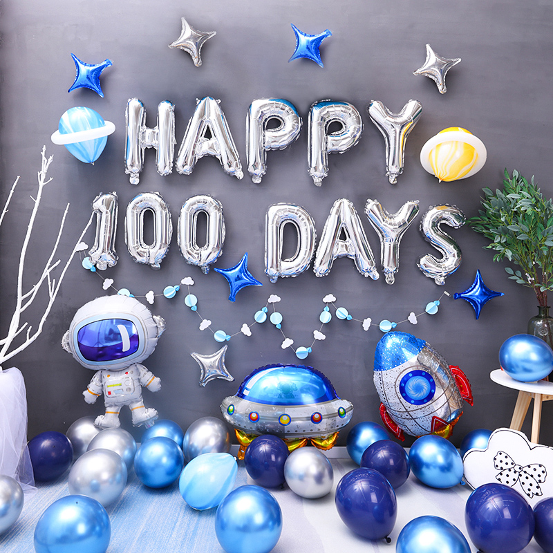 Children 100 days Hundred Day Banquet Balloon Placement Baby Birthday 100 Days Scene Decoration 1 Birthday Background Wall