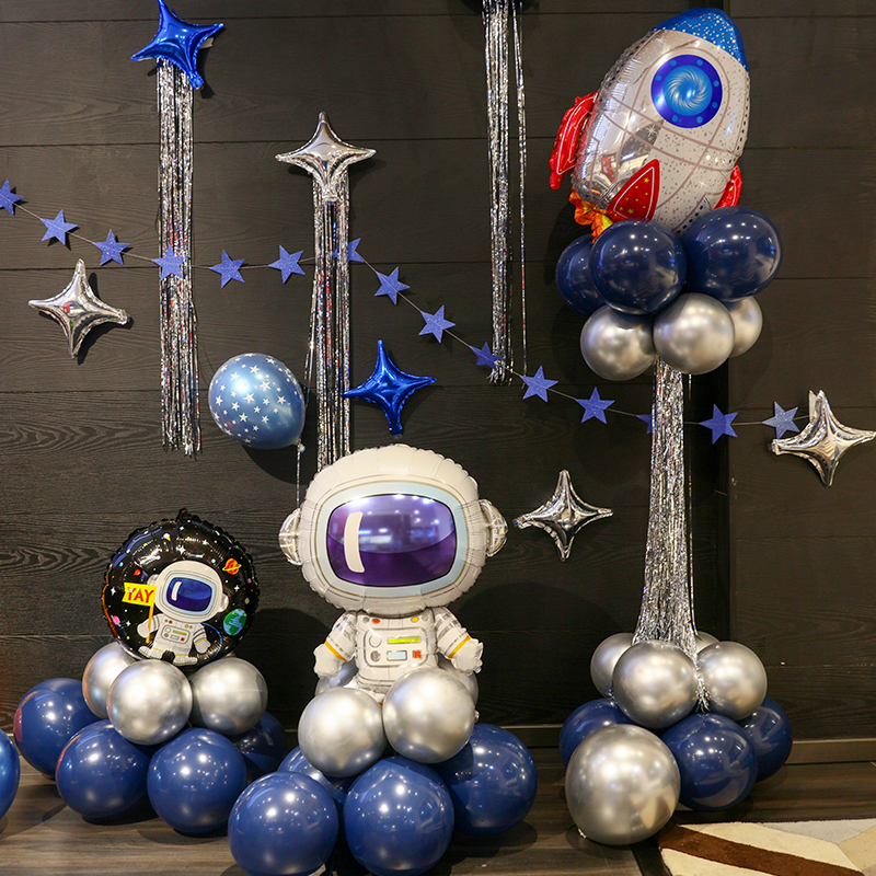 Boys 1st Birthday Space Cartoon Balloons Arrangement Children's Hundred Days Hundred Days Space Theme Party Scene Decoration