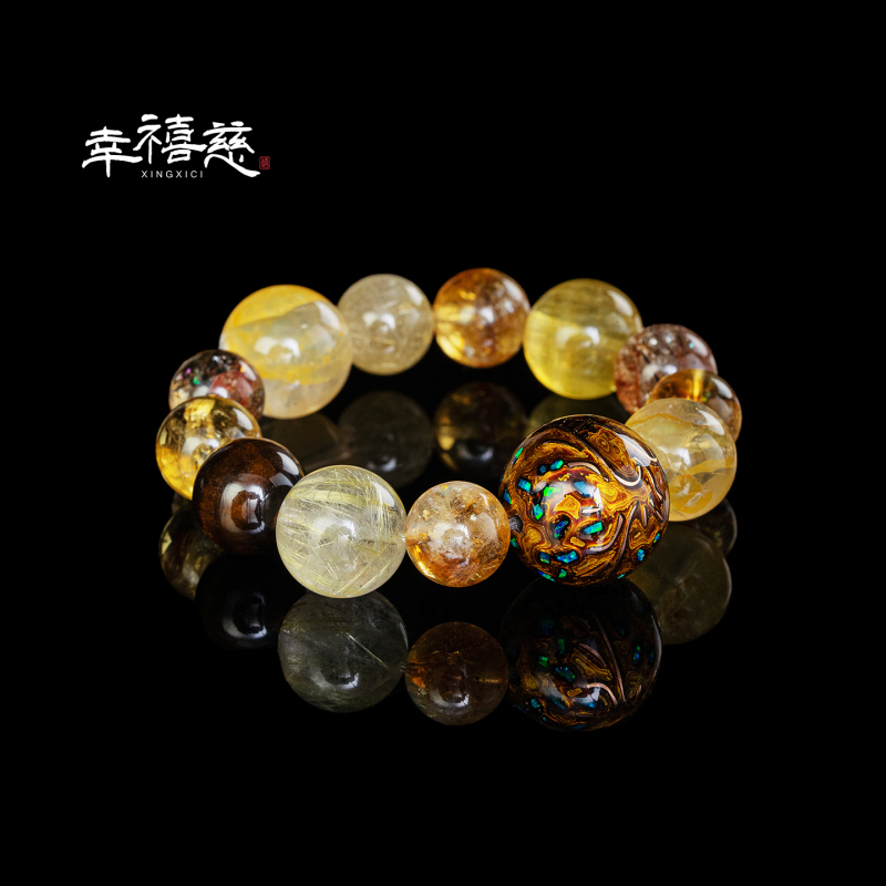Official Genuine Product Xingxici【Phoenix Rebirth/This Life's Blessings】Intangible Cultural Heritage Lacquer Beads Natural Crystal Bracelet