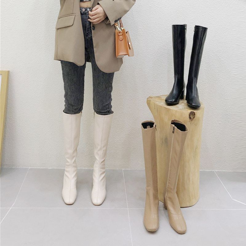Small boots women's but knees 2021 new elastic knight skinny boots high-heeled boots thick-heeled high boots