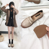 Lefu shoes women 2022 new spring autumn 100 hitch womens gentle shoes One foot pedal soft bottom single shoes Little leather shoes women Inn